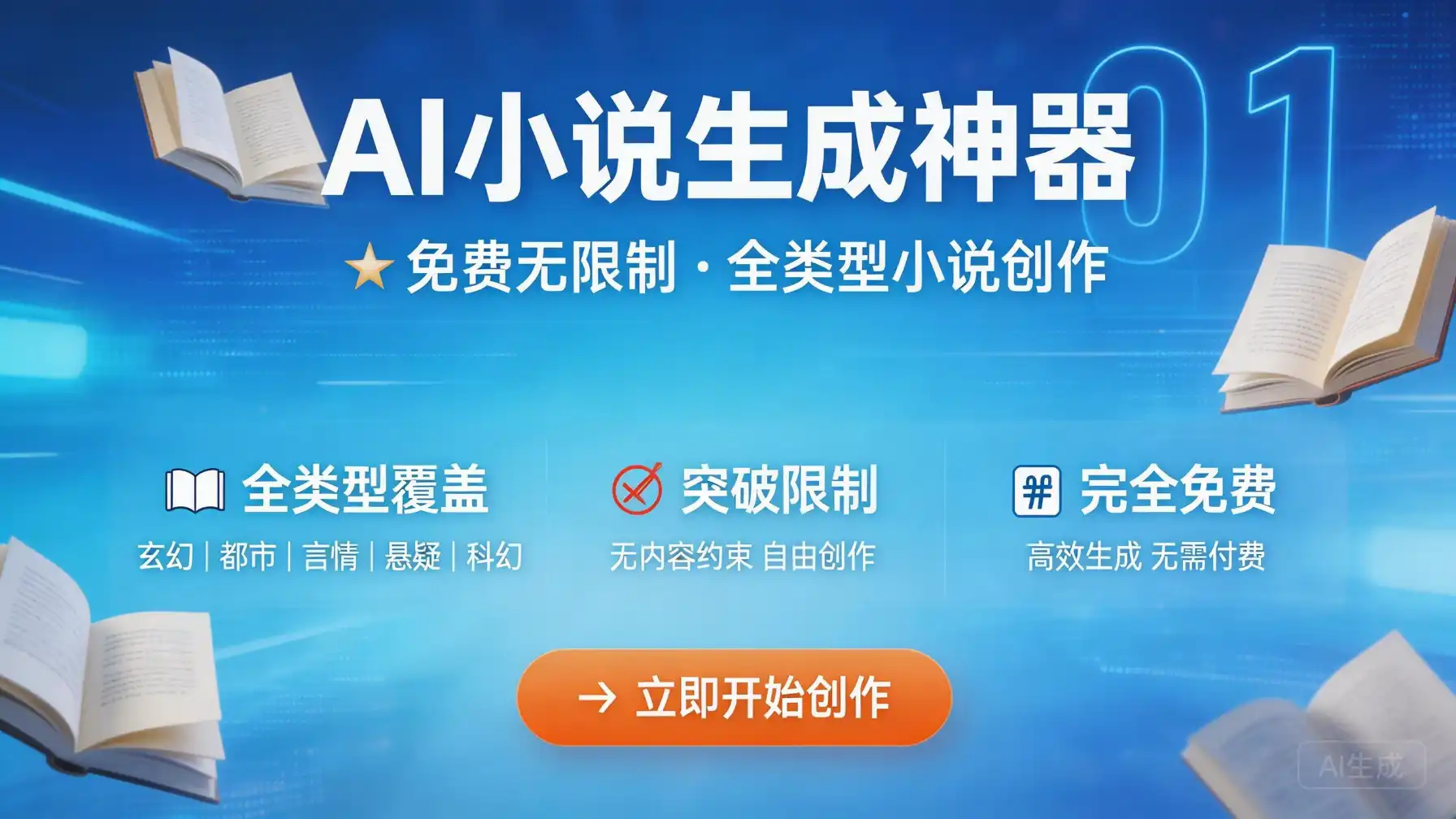 ai无限制词写小说 - 免费自动生成小说 封面